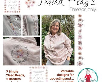 Thread Play 1 - Tiny, cute, Embroidery 'Seed Beads', versatile designs, mix'n match - single designs, borders, frames & motifs with text