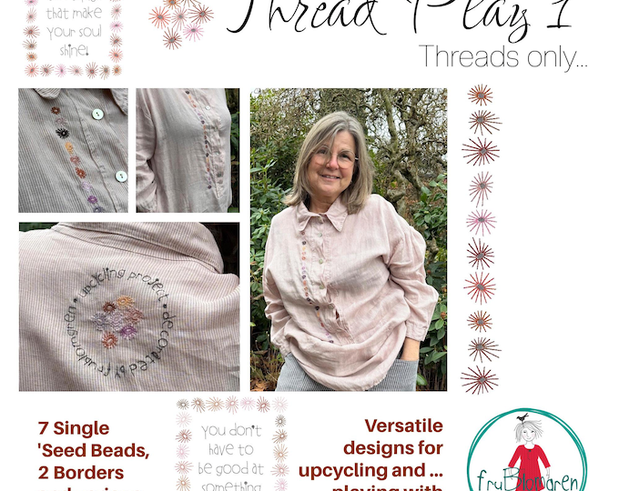 Thread Play 1 - Tiny, cute, Embroidery 'Seed Beads', versatile designs, mix'n match - single designs, borders, frames & motifs with text