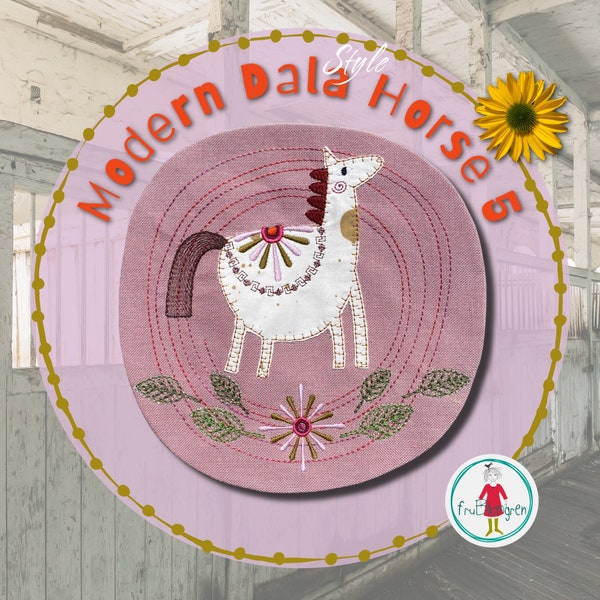 VOL 5_Horse design - Dala style Appliqué Horse design with Flower saddle - to make on your embroidery machine - a design for Horse lovers