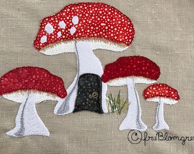 RED AMANITA, BEAUTIFUL Red Mushrooms, 4 sizes, one is a Fairy House, Machine Embroidery Designs, Appliques, very versatile, Instant Download