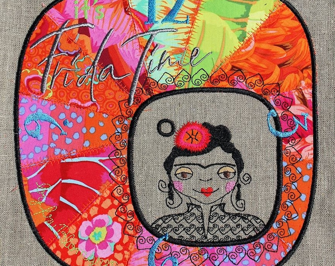 Awesome XtraLarge Embroidery Design - It's Frida Time, a motif with my Frida for making DIY Clocks for the big hoops, minimum 9,44 x 9,44"