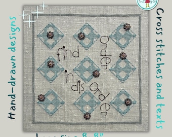 Stitched Statements – Order in disorder – Cross Stitch Machine Embroidery Design – Hand-Drawn Graphic Style – 8x8 Hoop