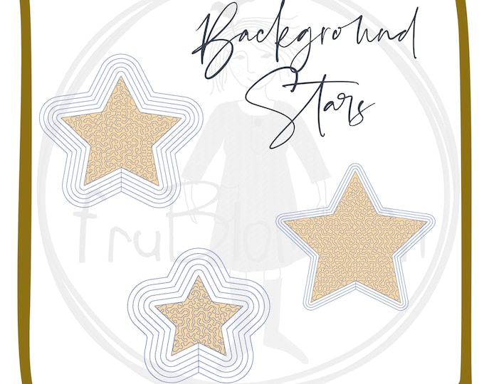 3 Appliqué/Quilt Stars to use as background for Machine Embroidery Designs - for hoop size 5 x 7" and 8 x 8"