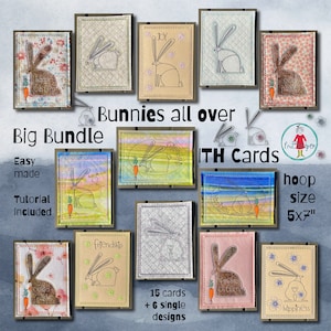 Großes HÄSCHEN ITH Karten Bundle - alle vier Design Packs + Bonus Designs - 15 ITH Karten für die Rahmengröße 13x18 + 6 Einzeldesigns - sparen Sie 40 Prozent