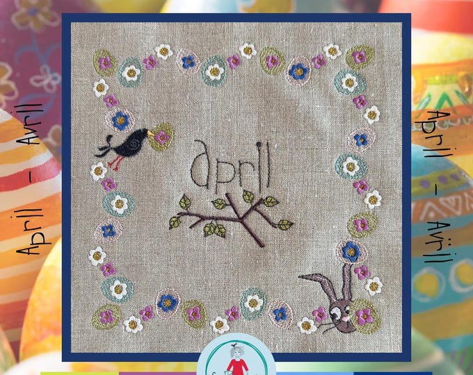 April Wreath is made of colorful Easter Eggs, a hiding Bunny and a Blackbird + an alternative set of wreaths - 4th in Series - 9 designs inc