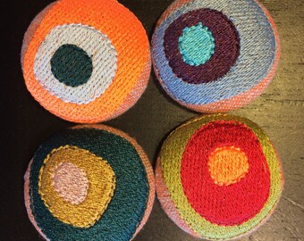 Colourful Dots for decoration - Machine Embroidery, 10 designs with dots including a love declaration for Fassett... Embellish you work