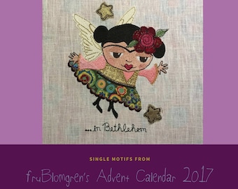 SINGLE DESIGN from fruBlomgren's Advent Calendar. Machine Embroidery Design. DIY. Angel Fridacita. Little Angel.