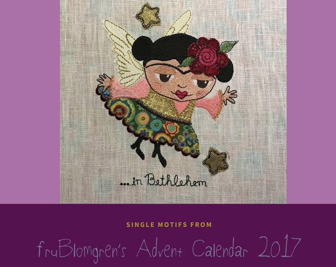SINGLE DESIGN from fruBlomgren's Advent Calendar. Machine Embroidery Design. DIY. Angel Fridacita. Little Angel.