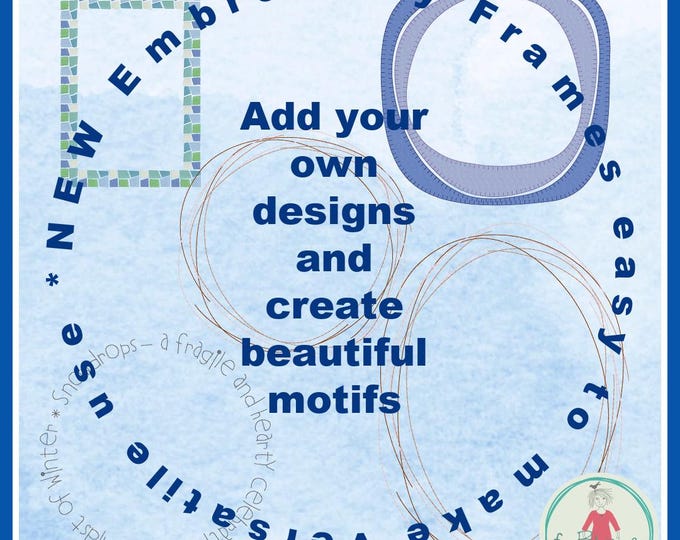 5 Hand-Drawn Machine Embroidery Frames – Versatile Blank Frames for making Custom Designs – for hoop size 5x7", 8x8" & 8x11"