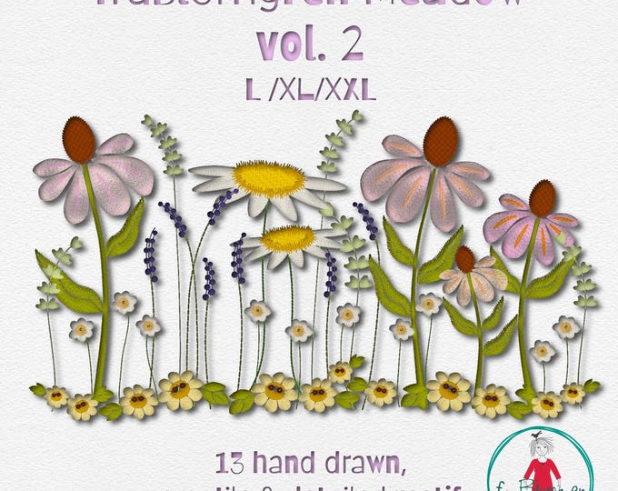 FruBlomgren Meadow Vol. 2 | Large Floral Designs L XL XXL | Machine Embroidery | Wildflower Scenes | Instant Download