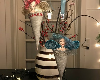 2 ANGEL CHRISTMAS Cones - December 18th in fruBlomgren's Christmas Event 2018 - ITH design, the Angel is implicit in the cone