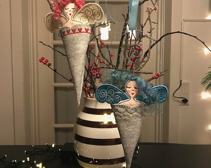 2 ANGEL CHRISTMAS Cones - December 18th in fruBlomgren's Christmas Event 2018 - ITH design, the Angel is implicit in the cone