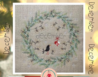 December Wreaths – Spruce and twinkling lights, Christmas, Machine Embroidery Designs | 8x8" + 5x5" Hoops | Hand-drawn
