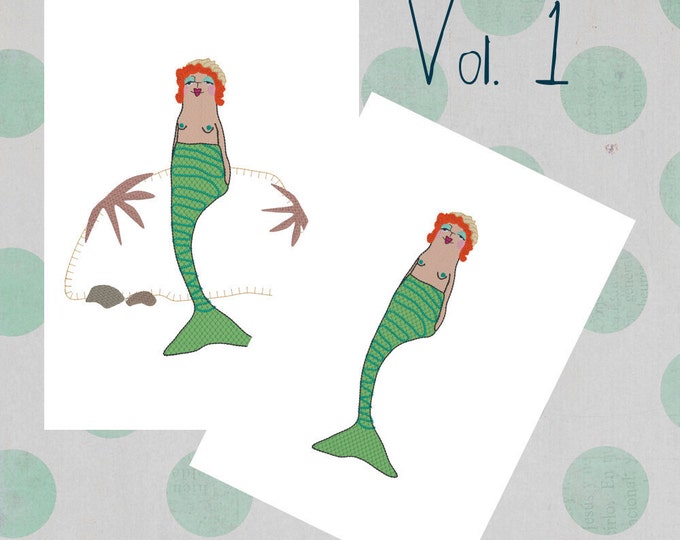 Whimsical and adorable Mermaid - Frau Meer - Machine Embroidery design - Whimsical Character