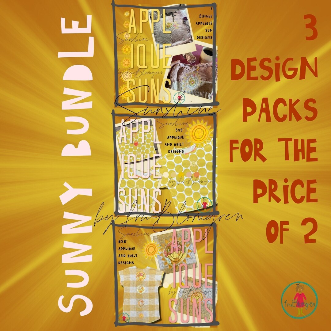 SUNNY BUNDLE - Take All 3 of My Appliqué and Quilt Sun Design Packs for ...