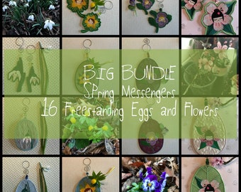 BIG BUNDLE - ALL my New Larger Freestanding Eggs and Flowers in one big Bundle - Spring Messengers - 16 unique hand drawn designs - save 25%