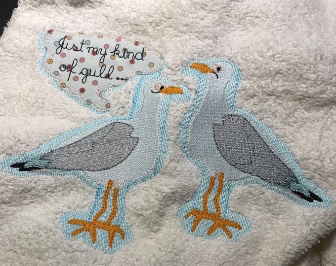 MANUEL the SPANISH SEAGULL, a whimsical, yet very Proud bird, 5 different Machine Embroidery designs for different use, also towel designs