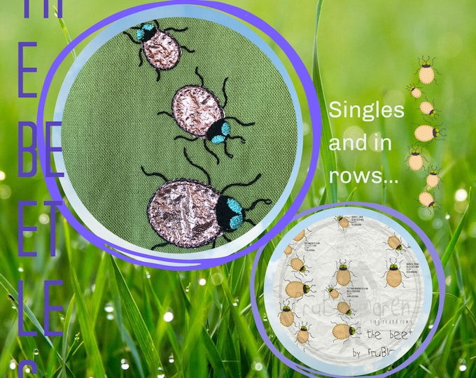 THE BEETLES by fruBlomgren - 6 small, cute, hand drawn and easy stitched appliqué beetles that will fit every where a little fun is needed