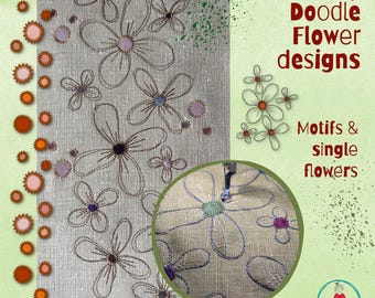Sketchy Doodle Flowers - 17 Machine Embroidery Designs to mix and match