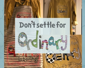 Statements in Appliqué Letters - Fun and easily stitched Appliqué Machine Embroidery Designs with statements, 4 designs i two sizes