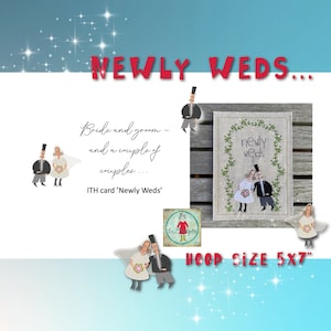 Coppia di sposi ITH card e singoli disegni - Coppie di sposi, Sposa e Sposo - ricamo a macchina, idea regalo di nozze - per telaio di dimensioni 5x7"