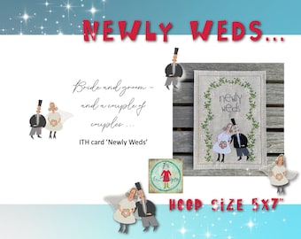 Bridal couple ITH card and single designs - Bridal couples, Bride and Groom - machine embroidery, wedding gift idea - for hoop size 5x7"