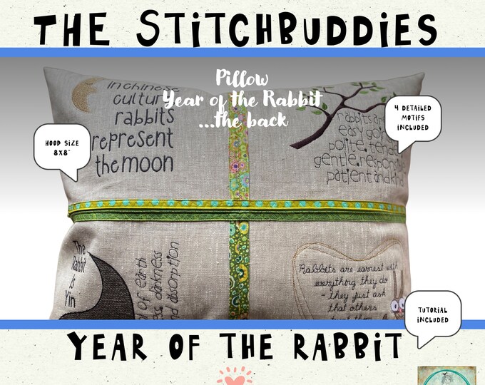 Year of the Rabbit - 4 bold and beautiful, detailed designs telling about the good treats of the Rabbits - for hoop size 8x8"