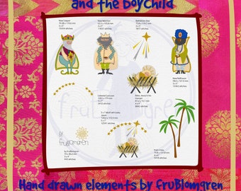 Hand-Drawn Nativity Machine Embroidery Designs – Appliqué Machine Pattern (5x7 Hoop)