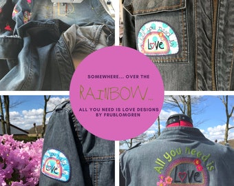 RAINBOW Machine Embroidery Designs - ALL you need is LOVE - 6 colourful and versatile machine embroidery designs Instant Download