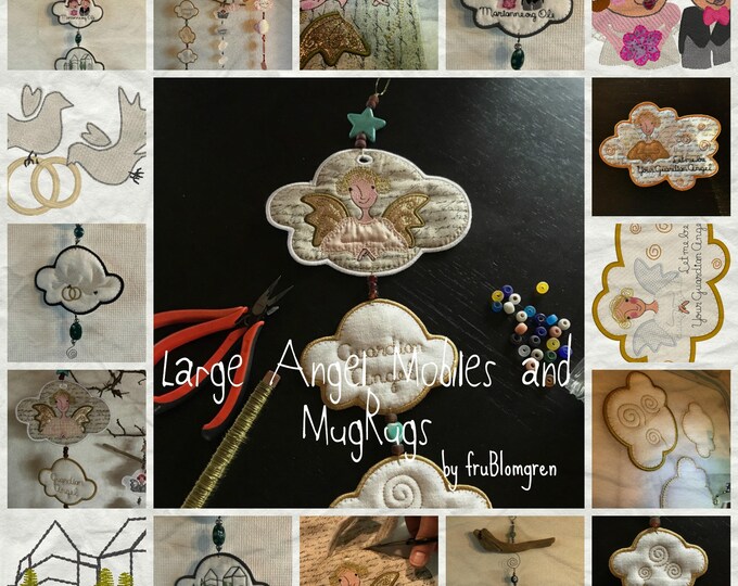 GUARDIAN ANGEL MOBILE, Large - 15 Machine Embroidery Designs for Mobiles and MugRugs: Let me be your Guardian Angel + Bonus Wedding designs