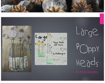 Large Poppy Heads in an Appliqué, Vinyl Vase - 10 cute Machine Embroidery Designs for textile flowers in a vase - Colours and Blackwork