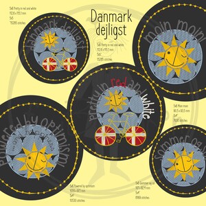 5 Round Machine Embroidery designs Summer and Sun Tour de France Denmark Powered by optimism and happiness zdjęcie 2