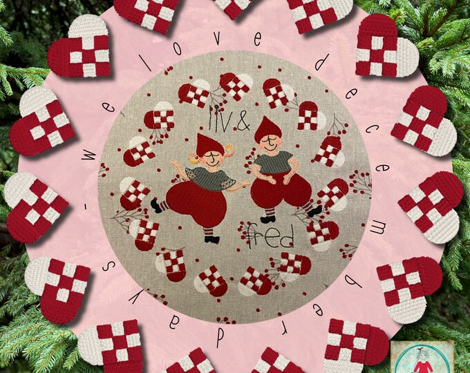 Christmas designs for your embroidery machine, December Days no. 2, detailed motifs with my Nisser (… elves) 'LIV’ and ‘FRED’, various sizes