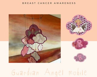 Breast Cancer Awareness, DIY GUARDIAN ANGEL mobile, Freestanding Machine Embroidery Designs, Donation of my revenue to Cancer Research