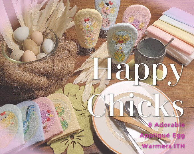 8 DIY Egg Warmers - Kitchen Accessory-Hand drawn Machine Embroidery Appliqué designs for hoop size 5 x 7" - easy made