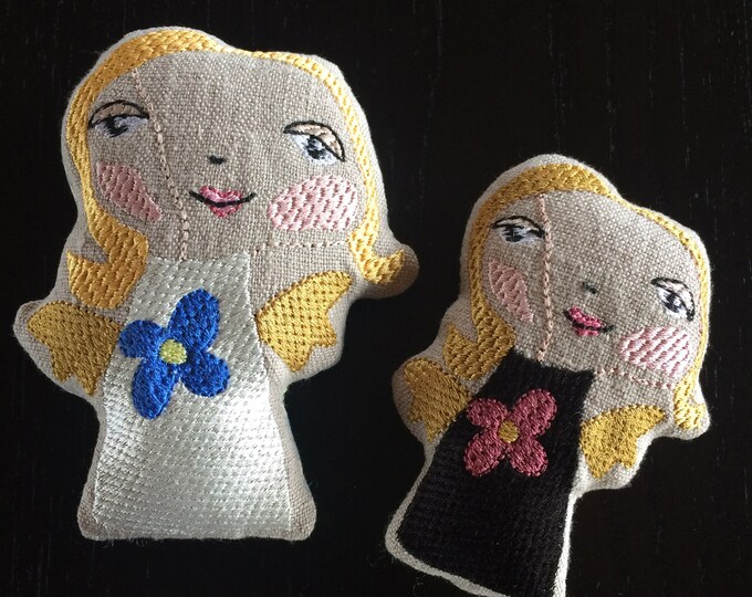 Angel Ingalil - Little soft every-day angel ITH, Machine embroidery design for 4 different angels in two sizes. Instant Download
