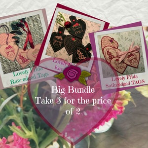 BIG BUNDLE - ITH Lovely Frida Hearts - Take all three design packs and pay for two - 12 different designs - Tags and Key Fobs
