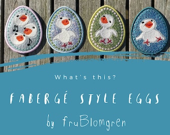 Cute Faberge Style EGG Ornaments ITH - 4 different Machine Embroidery Designs + a cute card, Eggs for the 4 x 4" hoop, Photo Tutorials