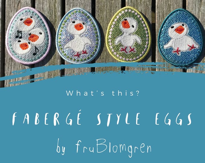 Cute Faberge Style EGG Ornaments ITH - 4 different Machine Embroidery Designs + a cute card, Eggs for the 4 x 4" hoop, Photo Tutorials