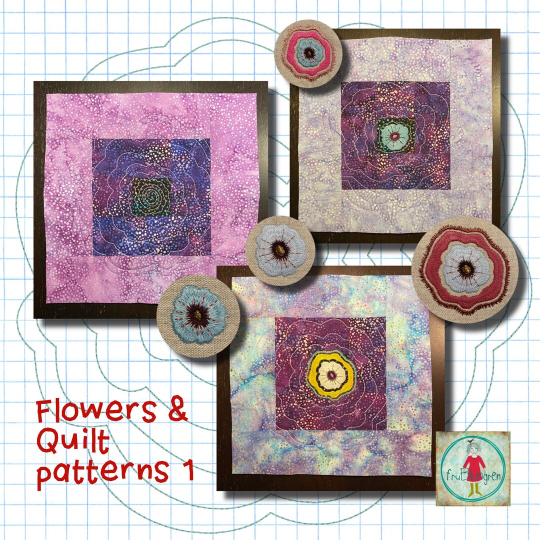 Flowers and Quilt Patterns 1 of 6 - 5 Hand Drawn Quilt Patterns for ...