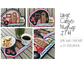 2 LARGE MUGRUGS ITH - Camper motifs, cute, detailed hand drawn Machine Embroidery designs for the 8 x 8"/8 x 11" (20 x 20/20 x 28 cm) hoop