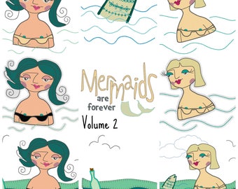 MERMAIDS - large motifs with NYMPHA and SIRENA - for beach chairs, bags, towels etc., Machine Embroidery Designs for large hoops
