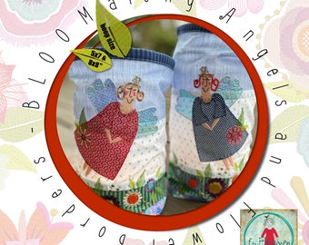 Angels - Flower angels - BLOOMalong 3 - 2 Detailed motifs + 4 angels: 2 angel girls and 2 angel boys and a flower border - for 5x7" and 8x8"