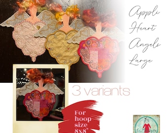 3 Large All-Season appliqué angels that you can make on your embroidery machine ITH - double-sided - detailed tutorial included - hoop 8x8"