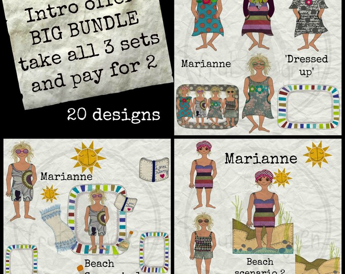 Intro Bundle - MARIANNE - Take all 3 design packs with my Marianne and pay for 2 - 20 beautiful and fun appliqué designs to mix and match