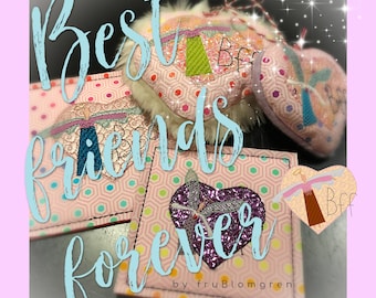 ITH HEARTS BFF - 6 cute Machine Embroidery Designs - Heart Softies, Heart Cards and little motifs for your Best Friend Forever