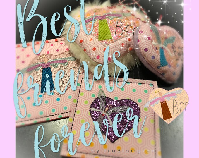 ITH HEARTS BFF - 6 cute Machine Embroidery Designs - Heart Softies, Heart Cards and little motifs for your Best Friend Forever