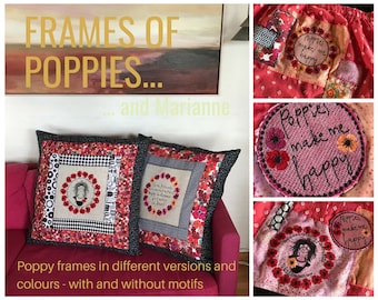 Poppies make me happy - 11 Colourful and Bright Poppy frames with and without motifs in different sizes for embellishment of your textiles