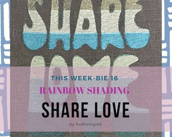 3 Appliqué Machine Embroidery Designs: Rainbow shaded text in a Hippie font - split or gathered