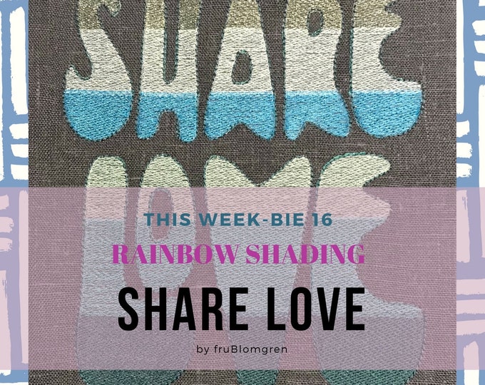 3 Appliqué Machine Embroidery Designs: Rainbow shaded text in a Hippie font - split or gathered